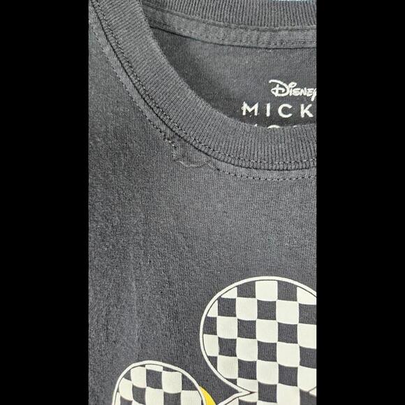 Disney Mickey Mouse Graphic Tee - Black Checkered Design Size Small - Picture 2 of 6